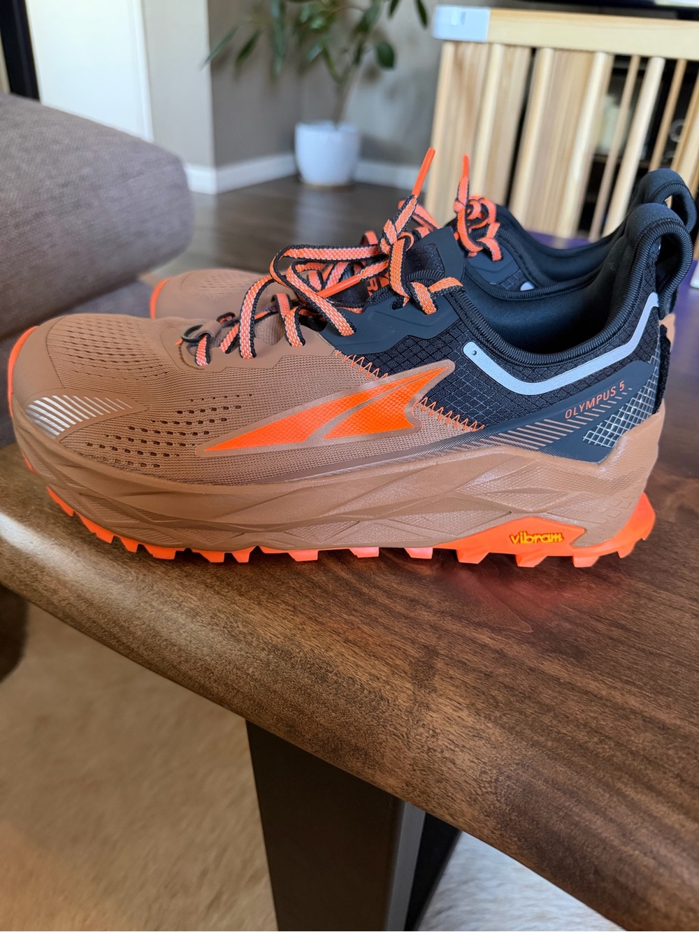 Altra Olympus 5 Men's Trail Shoes - Brown with Orange Accents